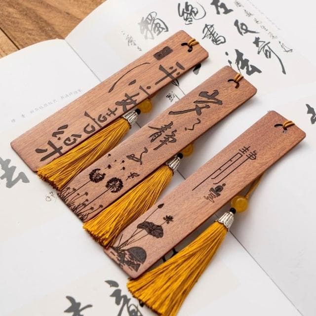 中國風書簽創意小批量文創伴手禮盒古典實木畢業禮物古風勵志書簽
