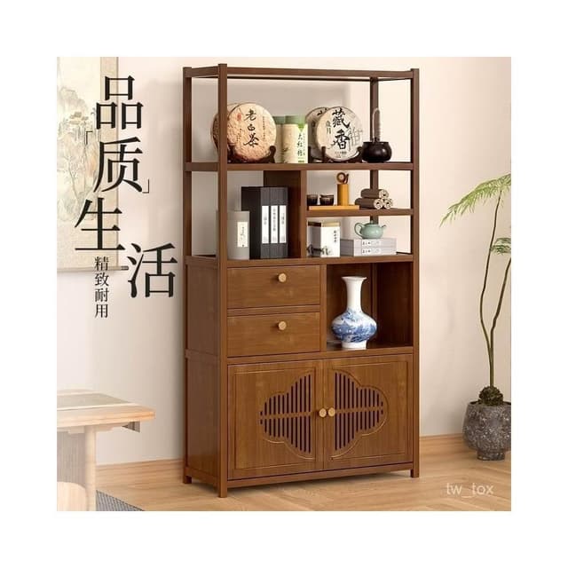 收納櫃抽屜式非實木茶水櫃新款茶室茶具置物架竹子現代簡約擺件櫃 JPWC