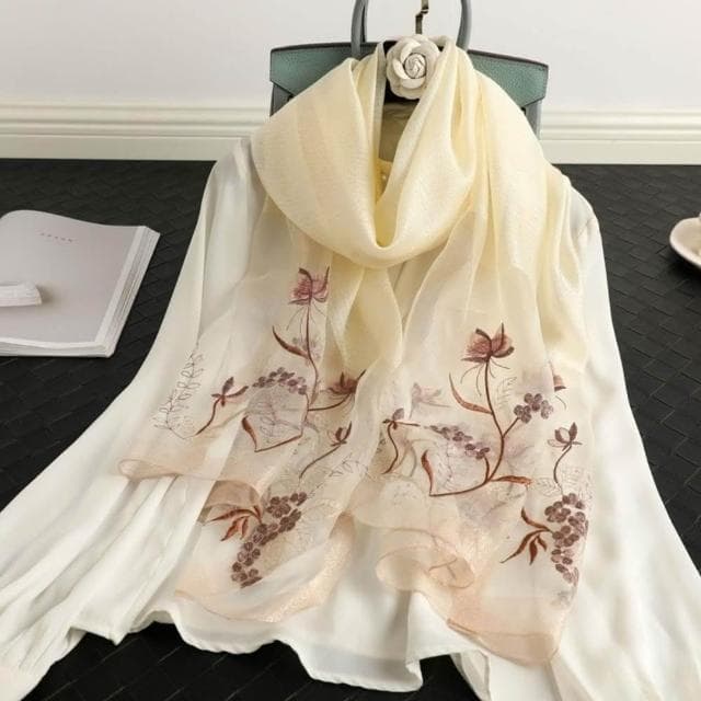 【巴黎精品】現貨+預購 絲質絲巾羊毛圍巾-刺繡花卉披巾絲滑女配件7色a1gt54