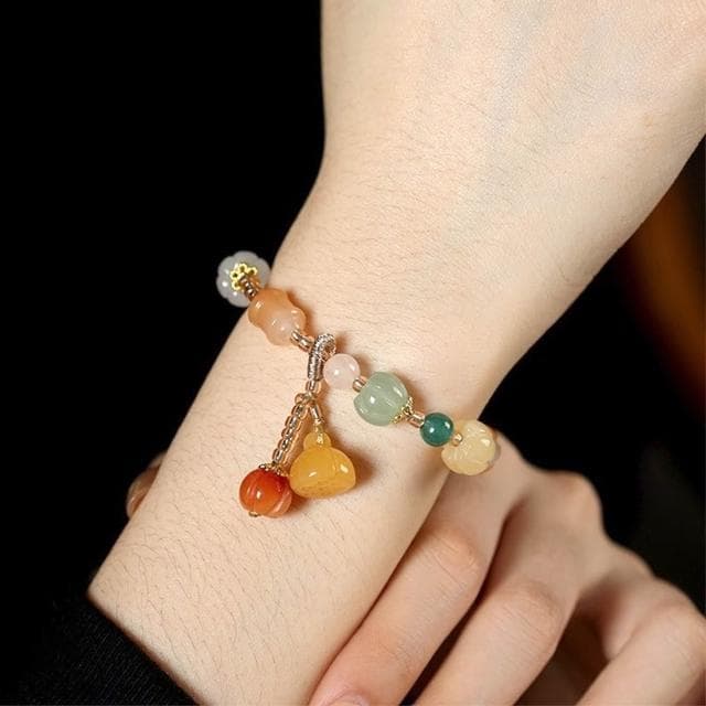【EMMA SUE】手鍊 手串 串珠 玉石手鍊 玉石水晶 翡翠手鍊 水晶手鍊 串珠手鍊 新中式 金絲玉 招財納福 玉手鍊 飾品 禮物