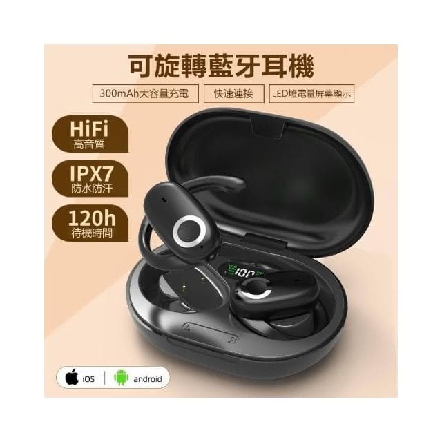 台灣現貨  耳掛式無綫藍芽耳機 運動藍芽耳機 不入耳 藍牙無線耳機 防汗耳機 抗噪 通話抗噪防水數顯5.3 防水藍牙耳機