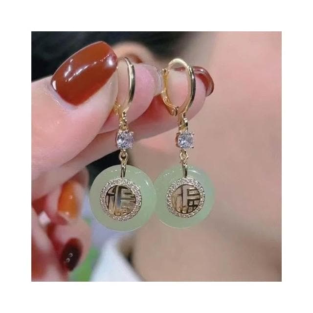 {遇見臻品}BG261時尚國風好運平安耳扣優雅復古宮廷新中式福字耳飾古風福字平安耳扣中式國風漢衣耳環古風漢衣婚紗耳環
