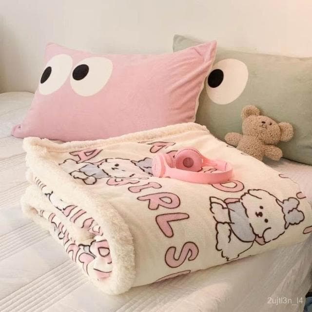 漫生活雙層毛毯被子冬加厚蓋毯羊羔絨午睡珊瑚床單人學生毯子宿捨法蘭絨