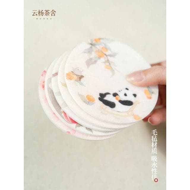 柿柿如意毛氈杯墊幹泡壺承墊片隔熱防燙吸水養壺墊茶道功夫茶具