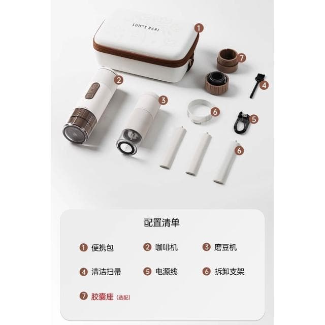 5Cgo🏆便攜隨身咖啡機冷熱雙萃取意式手沖半自動研磨咖啡機家用戶外旅行電動長續航膠囊咖啡機 出貨需7-10工作天運送時間-30５