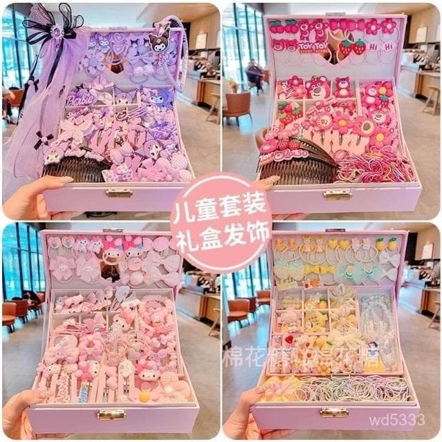 兒童髮夾女2025新款小女孩生日禮物高端首飾盒女童髮飾61套裝禮盒