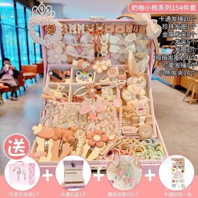 兒童髮夾女2025新款小女孩生日禮物高端首飾盒女童髮飾61套裝禮盒
