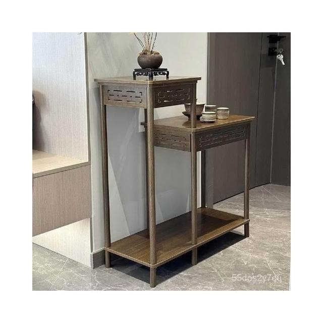 花架 新中式高低置物架 加寬客廳落地2024新款階梯花幾魚缸架子 落地式弔蘭架 仿古花幾 植物架 聚寶盆架 盆栽架