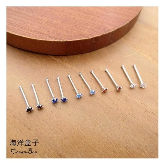 【海洋盒子】防耳洞密合免後扣超迷你2mm小方形鋯石純銀耳環.S999純銀耳環