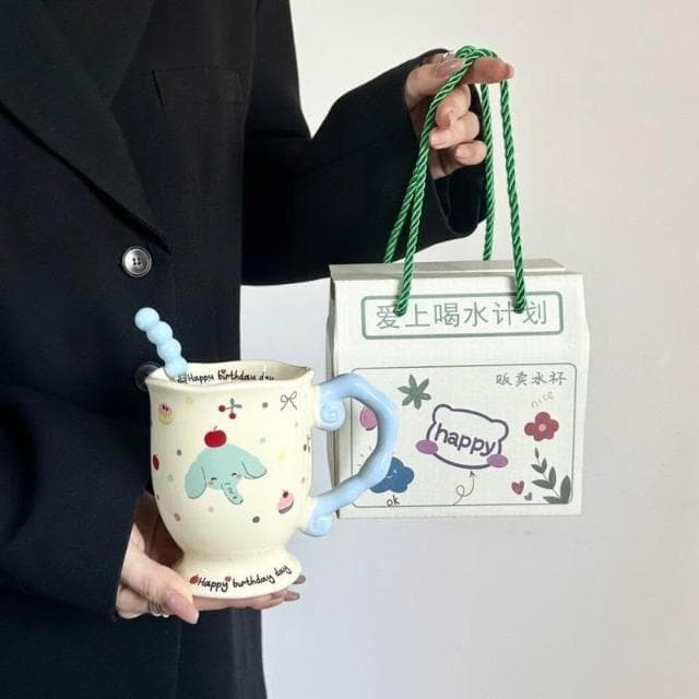 漫生活ins小象馬克杯高顔值杯子陶瓷情侶水杯女生生日禮物伴手禮品