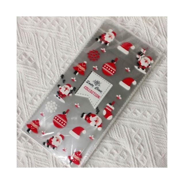 嚴選SHOP 48入 13*27cm 聖誕圖案 平口袋 聖誕禮物袋 耶誕節包裝袋 聖誕節包材 糖果餅乾袋 X179