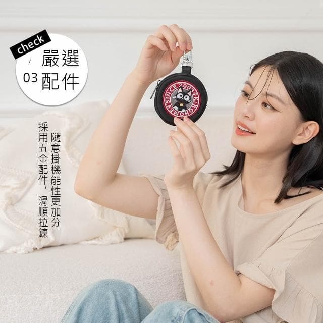 【KIRO 貓】小黑貓 輕防水 貓掌 毛巾繡 掛飾 零錢包(330017)