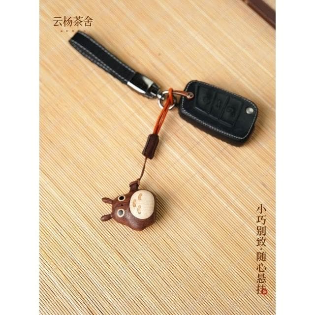 小龍貓掛件實木包包鑰匙扣可愛裝飾情侶送禮宮崎駿動漫飾品禮物