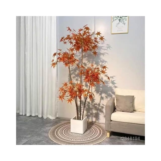✨可開發票✨ins仿真紅綠植楓樹盆栽北歐現代輕奢客廳房間網紅室內落地假樹 假植物落地擺件居傢裝飾 仿真植物 人造植物