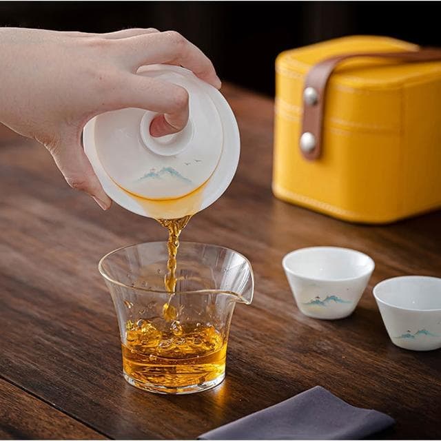 羊脂玉旅行茶具組 /附旅行收納盒(旅行茶具 隨身泡茶組 泡茶 簡易泡茶 茶器套組)