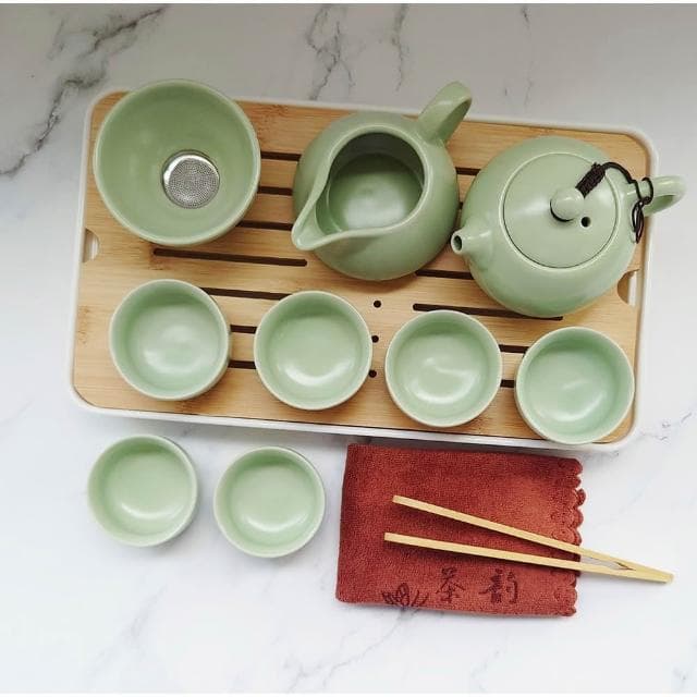 汝窯旅行茶具套組 /附收納盒(泡茶杯 旅行泡茶 茶杯 茶器套裝組)