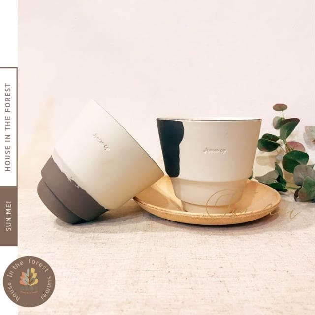 陶盆 啞光韓系陶盆 花盆 胖胖杯花盆 奶蓋杯花盆 花器 花架 觀葉植物 水苔球盆器 植栽 小品植栽