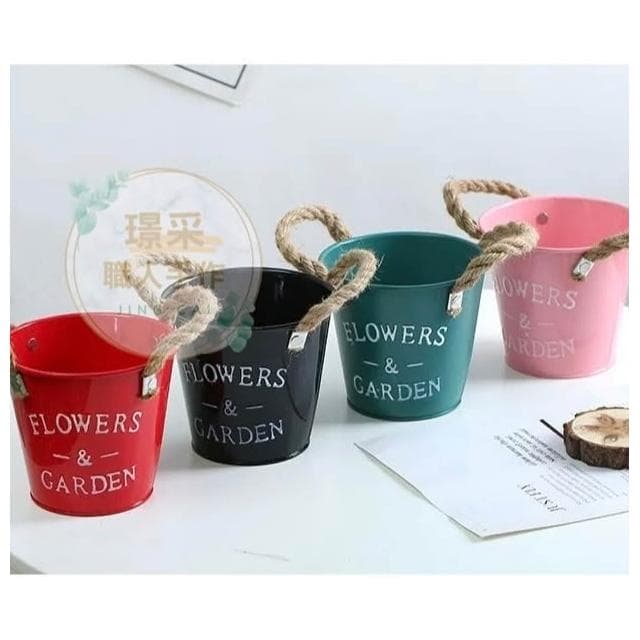 【璟采職人】園藝盆器 多肉植物 作舊鐵桶 室內擺飾 多肉盆器 永生花花器 乾燥花花器 造型花盆 盆栽花器 花禮 送禮