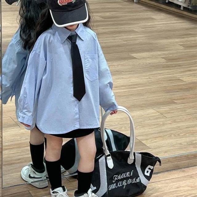 【Arbea】【Arbea】兒童長袖領結襯衫春秋新款休閒上衣學院風韓版男女童襯衫【C1202】
