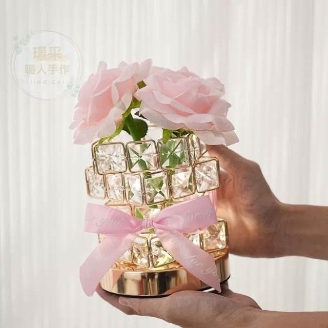 【璟采職人】玫瑰花小夜燈 DIY材料包 玫瑰冰塊燈 diy禮物 桌面擺件 夜燈 氛圍燈 玫瑰燈裝飾燈 生日禮物聖誕禮物