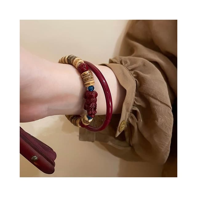 🎗飾間首飾鋪 硃砂串珠手鍊首飾手串高級感復古疊戴手鍊飾品