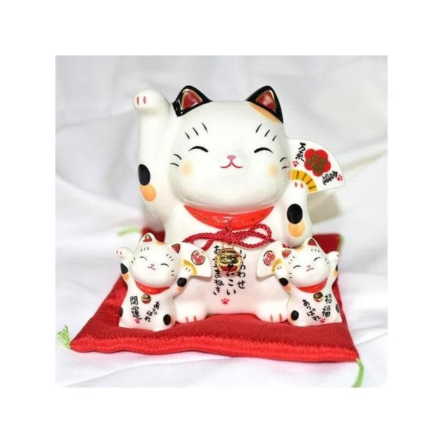 野馬日式雜貨 金運萬來三招財貓 彩繪陶器吉祥物 日本藥師窯出品 貯金箱 16cm kc452