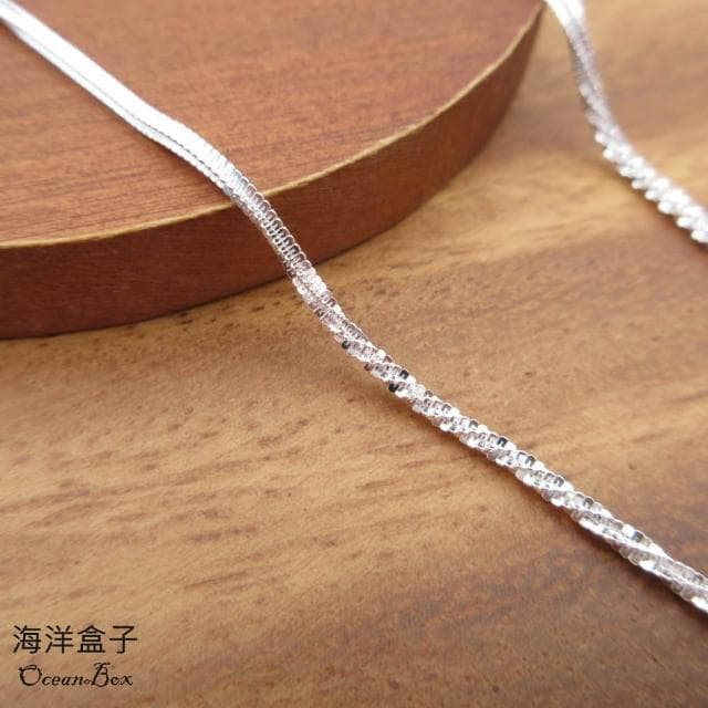 【海洋盒子】40+5cm。1.5mm寬雙鍊層次雪花設計925純銀項鍊.單鍊子.可單戴或加吊墜.