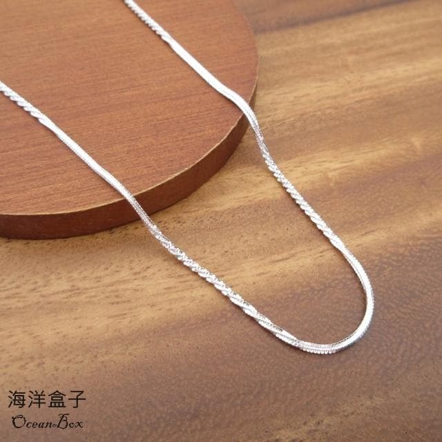 【海洋盒子】40+5cm。1.5mm寬雙鍊層次雪花設計925純銀項鍊.單鍊子.可單戴或加吊墜.