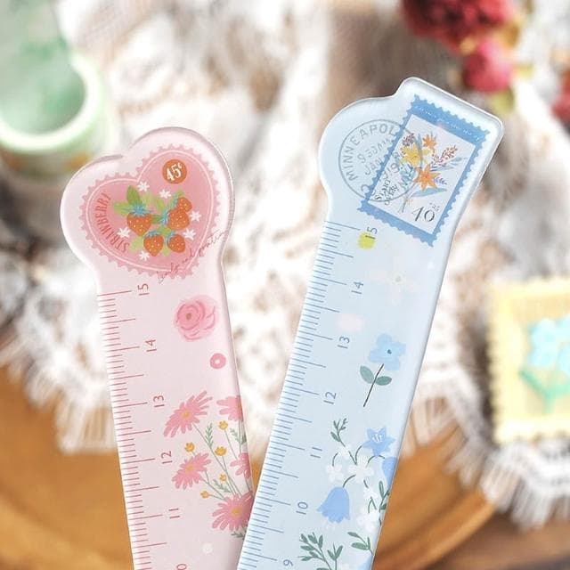 【德德小品集】信中花園 玫瑰植物塊根多肉花卉 學生文具直尺 可愛萌寵生物 手賬15CM量尺 波浪尺 交換禮物 可立式 紙膠帶收納