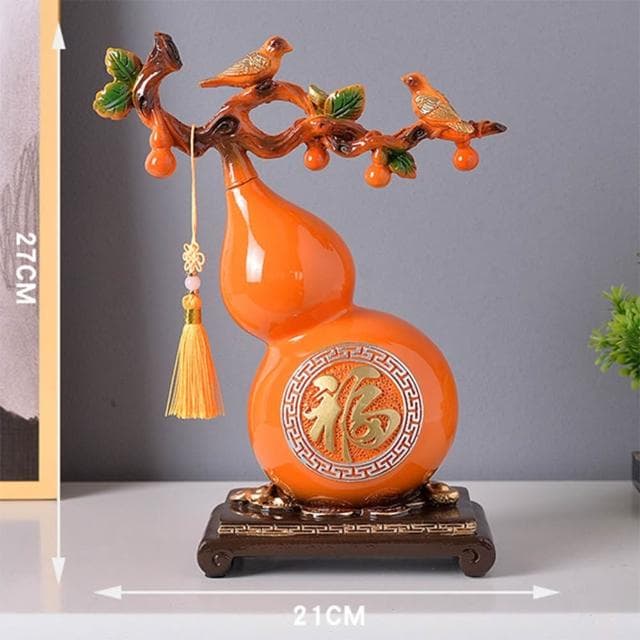 新中式葫蘆擺件 招財進寶樹脂工藝 客廳柿柿如意裝飾品 喬遷新居禮物 葫蘆擺件 新中式家居玄關酒櫃裝飾品DYT