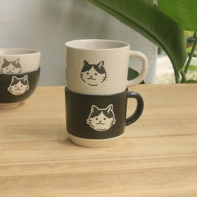 復古 粗陶 馬克杯 釉下彩 手繪 小貓 陶瓷 辦公室 咖啡杯 水杯 家用 送禮 禮物 交換禮物 聖誕禮物 情人節 情侶