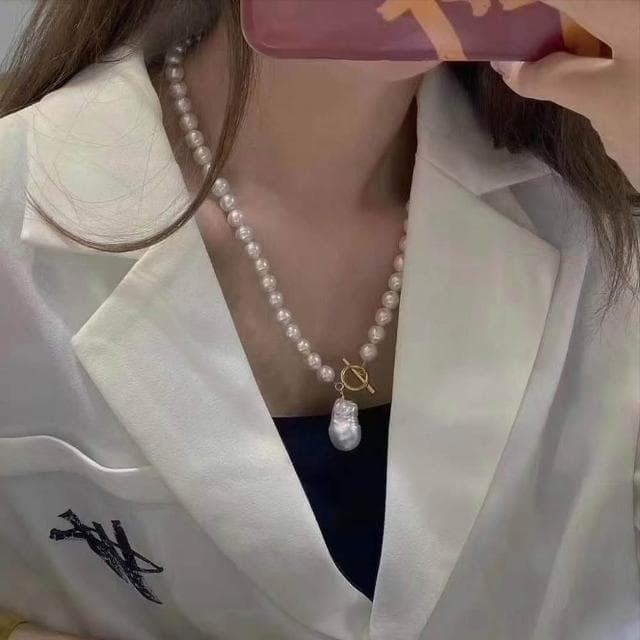 《博古珍藏》天然炫彩巴洛克珍珠項鍊 長50公分 典雅飾品首飾