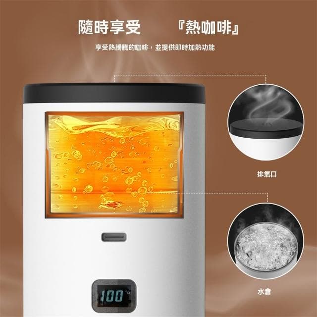 便攜式電動咖啡機 無線加熱濃縮膠囊咖啡機 小型便捷咖啡機 隨身咖啡機（15Bar高壓萃取）