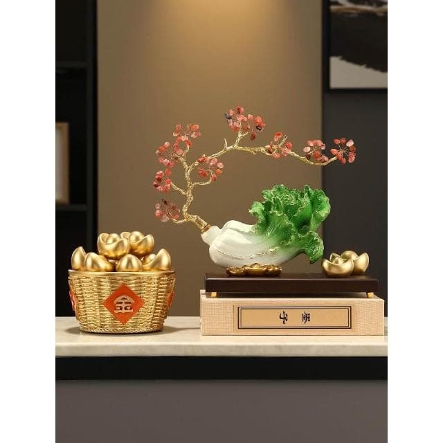 白菜擺件高端款客廳玄關招財開業禮品百財酒櫃裝飾品喬遷開店禮物