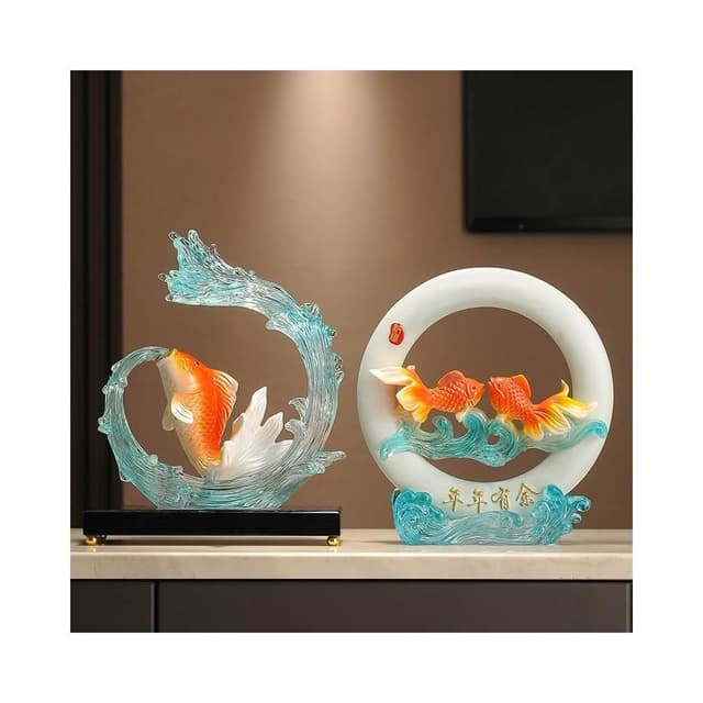 年年有餘招財魚擺件玄關辦公室客廳酒櫃電視櫃裝飾品搬家喬遷禮物