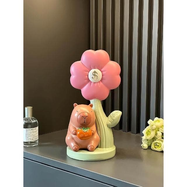 創意卡皮巴拉有錢花擺件招財辦公室喬遷開業大吉禮物高檔裝飾禮品