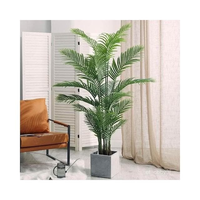 新品💕散尾葵仿真綠植 客廳室內落地盆栽輕奢大型仿生植物 裝飾擺件樹假花 假植物落地擺件居傢裝飾 仿真植物