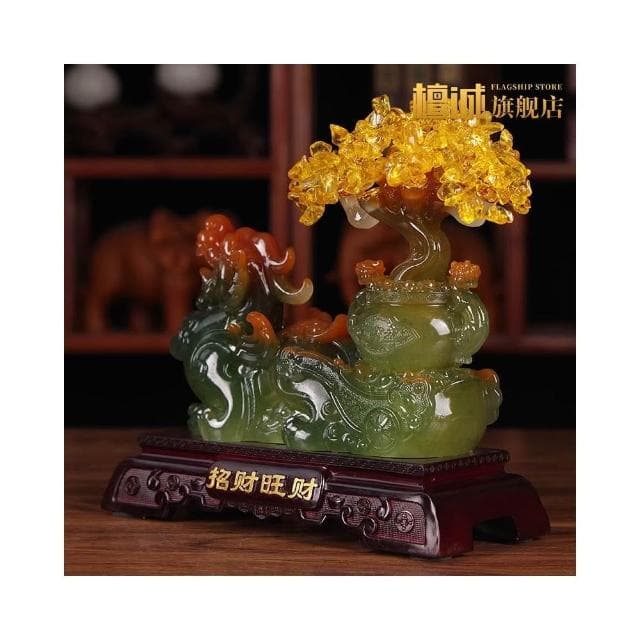 招財旺財貔貅聚寶盆擺件水晶搖錢樹客廳辦公室裝飾品喬遷開業禮品