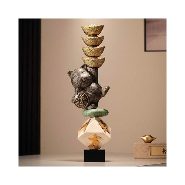 八方來財招財小熊擺件辦公室玄關客廳酒櫃裝飾品喬遷之喜開業賀禮