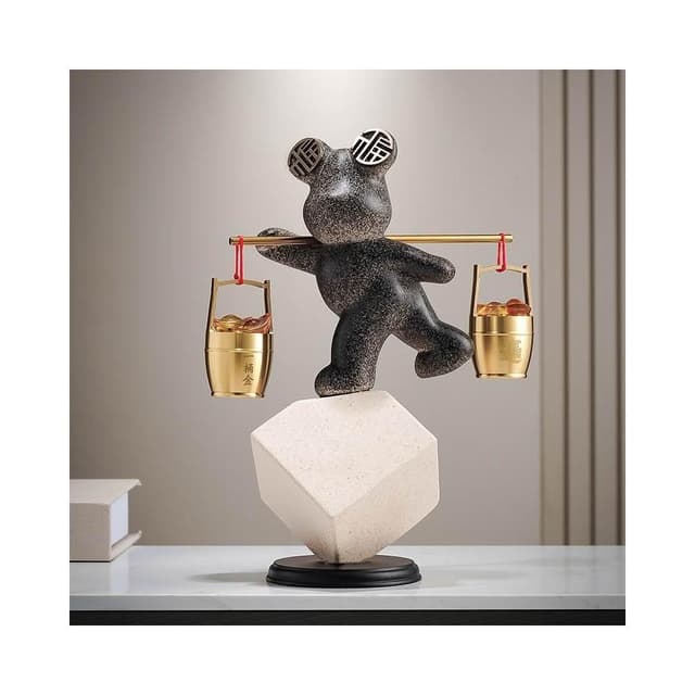 招財進寶熊一桶金擺件玄關客廳電視櫃裝飾辦公室開業喬遷新居禮物