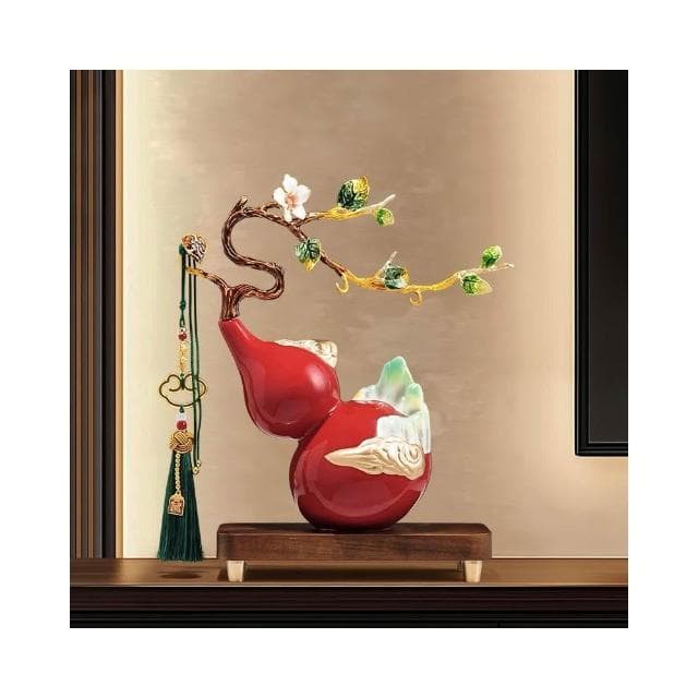 琺瑯彩山峰福祿葫蘆擺件招財高檔客廳電視櫃裝飾開業喬遷新居禮品