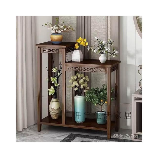 優品💯優選🚛 古架實木新中式多寶閣茶葉展示櫃 置物架 花盆架 客廳落地式吊蘭架 仿古花幾 植物架 聚寶盆架 盆栽架