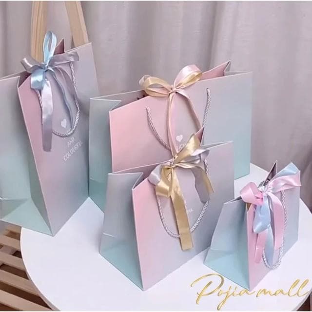 金色愛心💛ins 風禮品袋 紙袋 禮物袋 絲帶蝴蝶結包裝 送禮 袋子 提袋 包裝袋紙袋 禮物袋 禮物包裝 聖誕節禮物袋