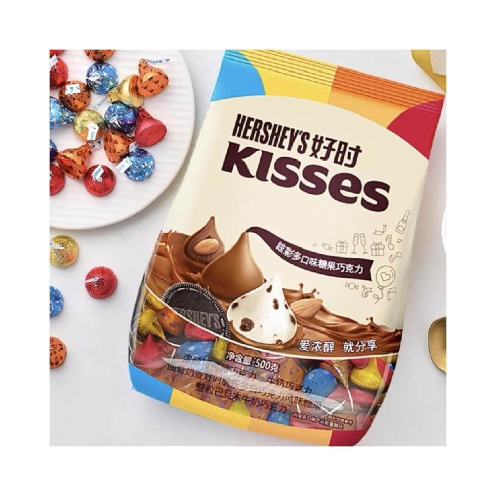 HanNaMiChankisses好時巧克力之吻水滴炫彩牛奶袋裝純可可混合口味散裝巧克力