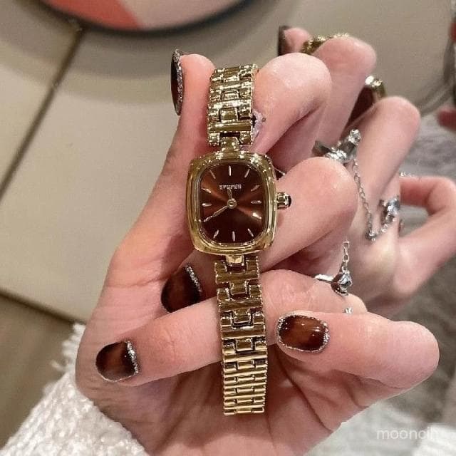 偉偉錶錶 竹節鏈女小巧精緻小金錶手鏈款複古石英錶輕奢小衆高級感氣質手錶