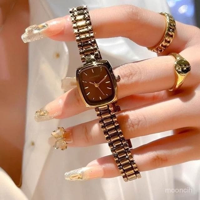 偉偉錶錶 竹節鏈女小巧精緻小金錶手鏈款複古石英錶輕奢小衆高級感氣質手錶