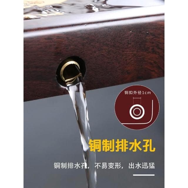 整塊烏檀木茶盤實木茶臺大小號中式原木簡約家用排水茶海功夫茶具