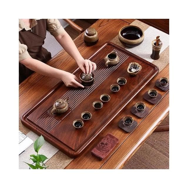 實木茶盤家用整塊長方形簡約功夫茶具套裝排水中式新款客廳泡茶臺