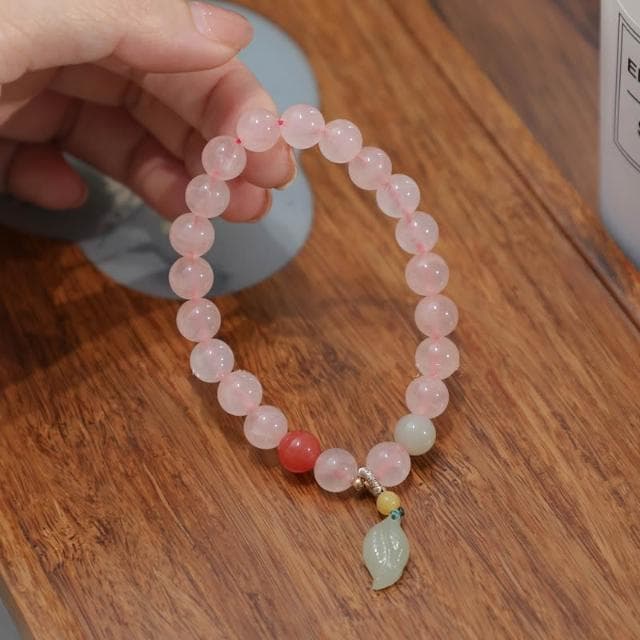🎗飾間首飾鋪 粉紅水晶手鍊首飾粉紅水晶手飾手串小眾古風飾品