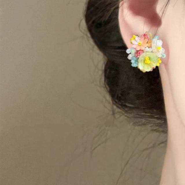 🎗飾間首飾鋪 度假風立體花朵耳環耳飾多巴胺春夏串珠首飾飾品